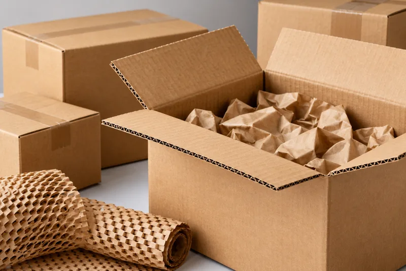 Caisses en carton ondulé et calage papier