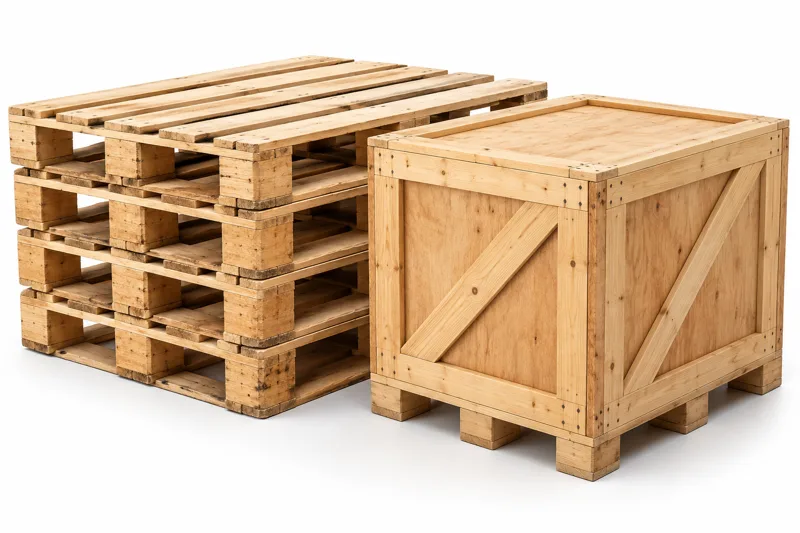 Palettes et caisse de transport en bois