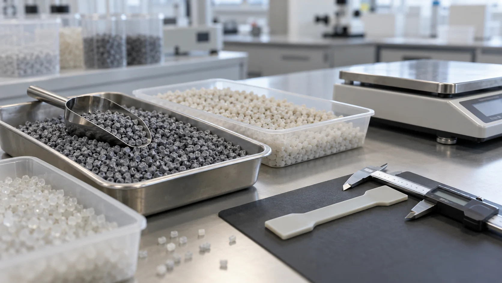 Échantillons de granulés recyclés et instruments de contrôle matière